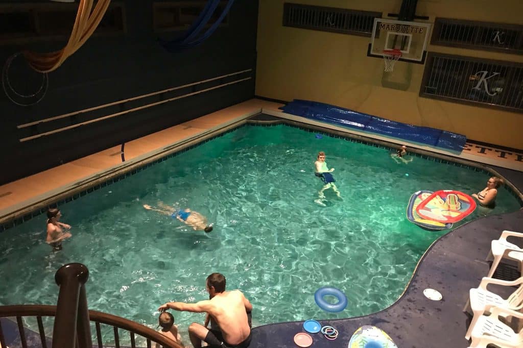 Indoor pool at Mansion on the Lake in Newton, WI, offering year-round enjoyment for guests